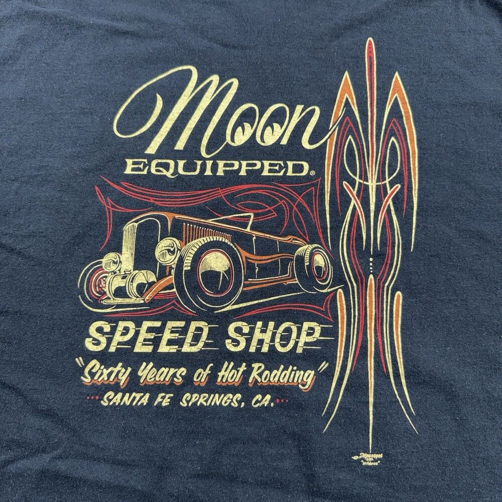Vintage Moon Equipped Shirt Mens XXL Black Speed Shop Hot Rod Race Mooneyes Y2K - Picture 5 of 13
